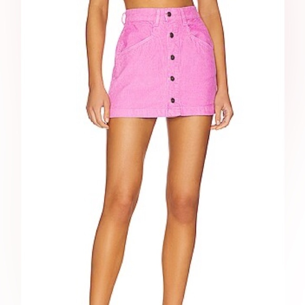 Free People Ray Cord Mini Skirt in Pink Frosting | size 6 - Picture 7 of 7